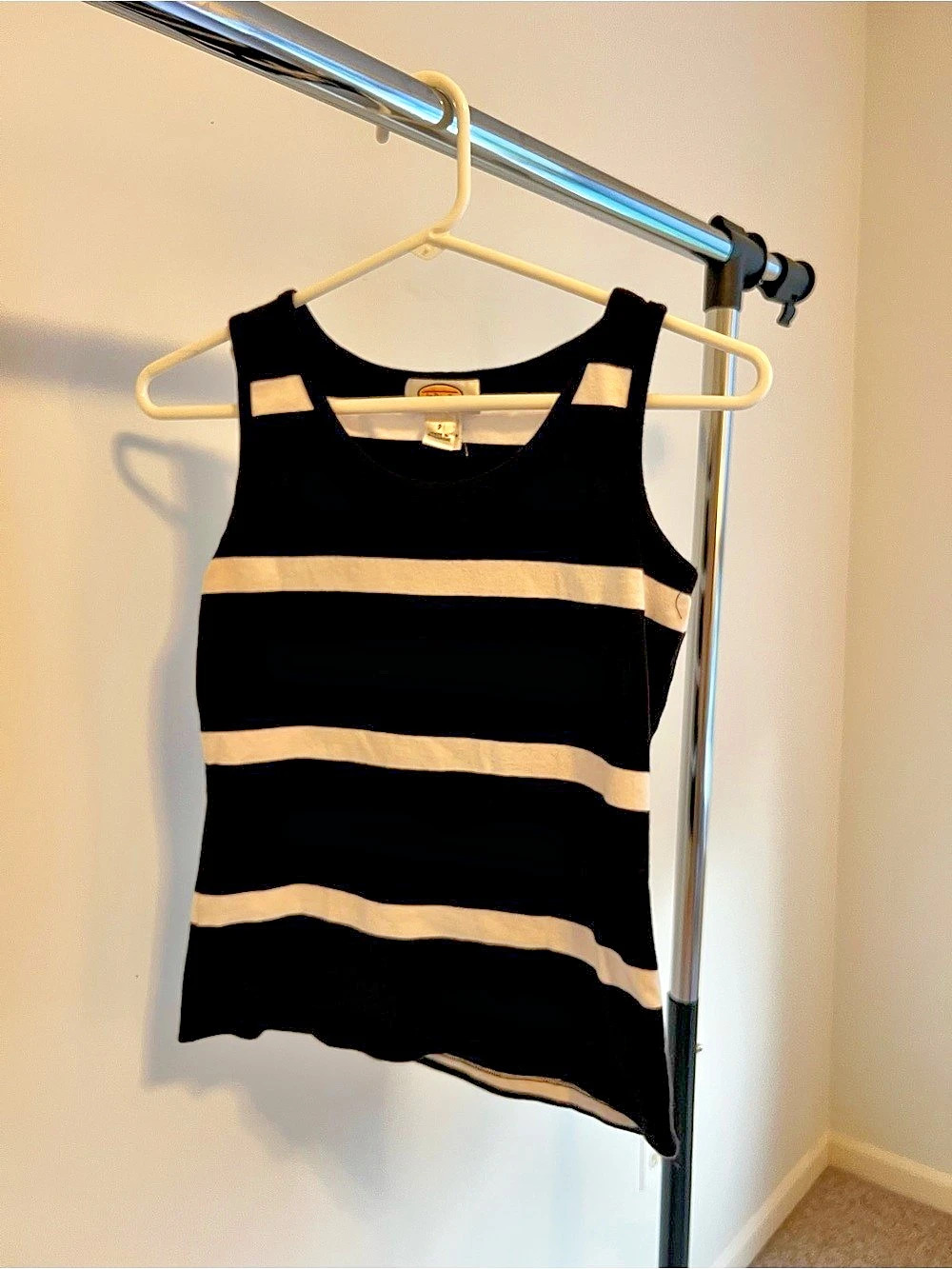 Talbots Striped Tank Top in Black & White